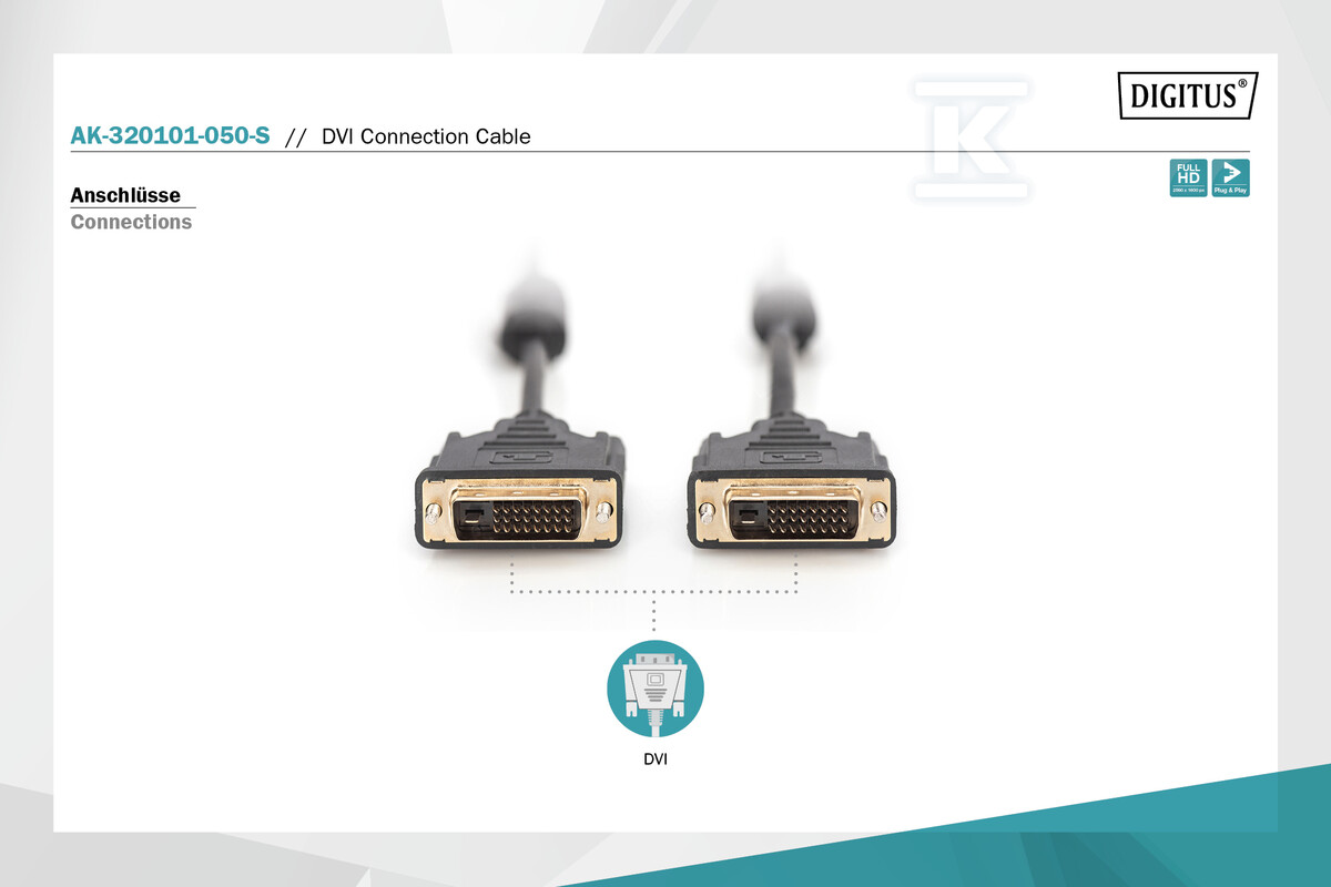 Kabel DVI-D (24+1)/DVI-D (24+1) M/M - AK-320101-050-S