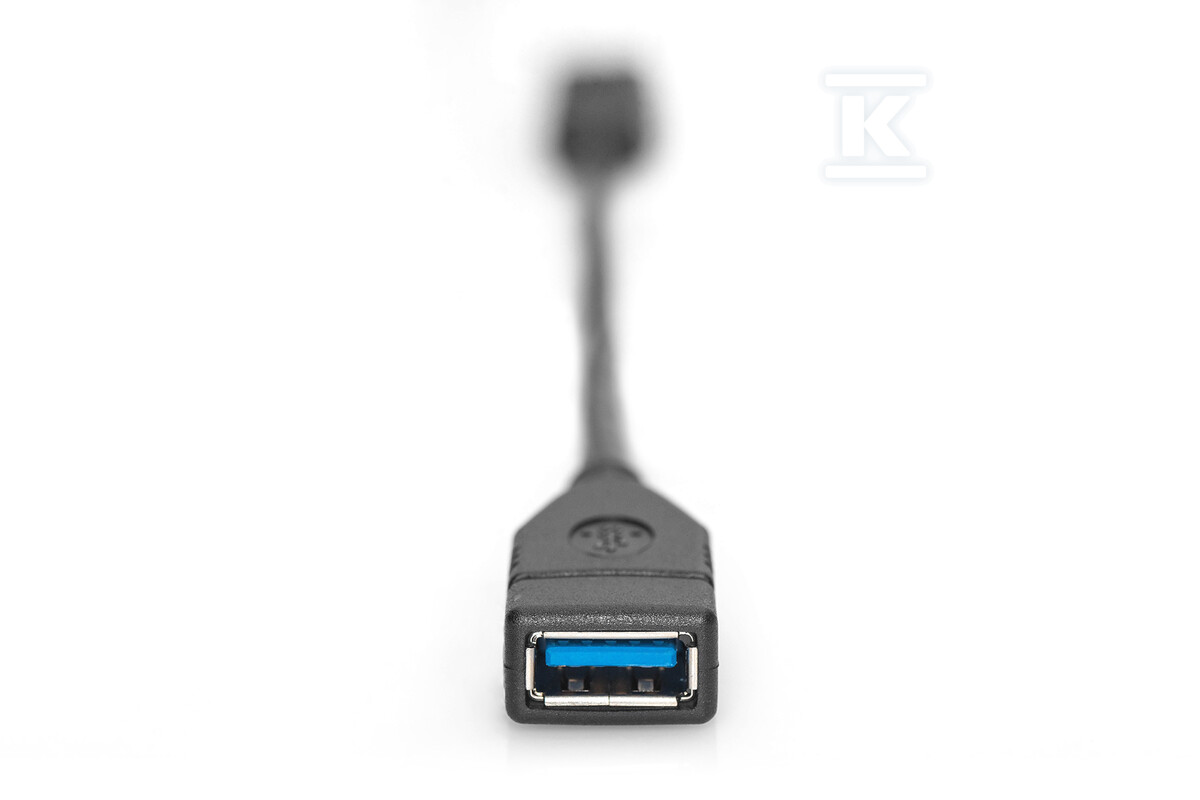 Kabel USB C/USB A M/Ż OTG czarny 0,15m - AK-300315-001-S