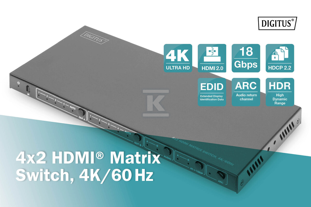 Przełącznik/Matrix HDMI 4/2-porty 4K - DS-55509