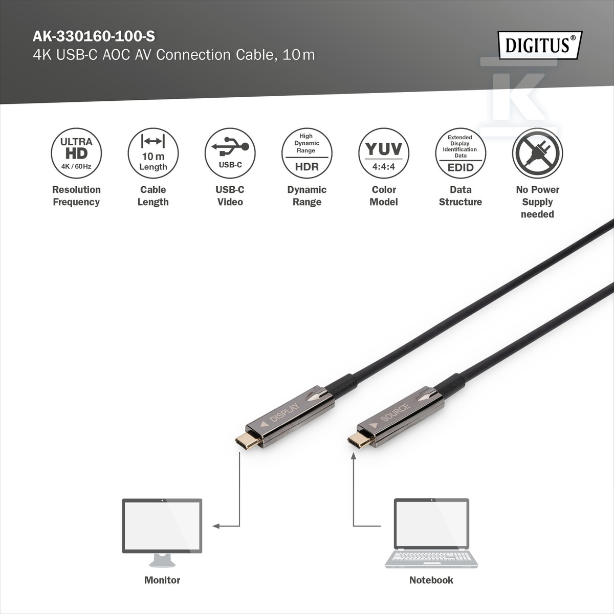 Kabel połączeniowy hybrydowy AOC - AK-330160-100-S