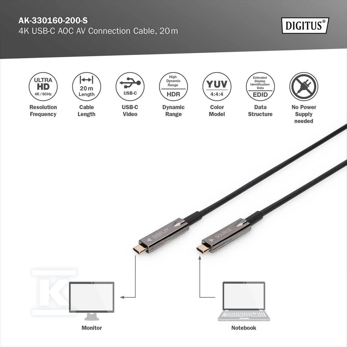 Kabel połączeniowy hybrydowy AOC - AK-330160-200-S