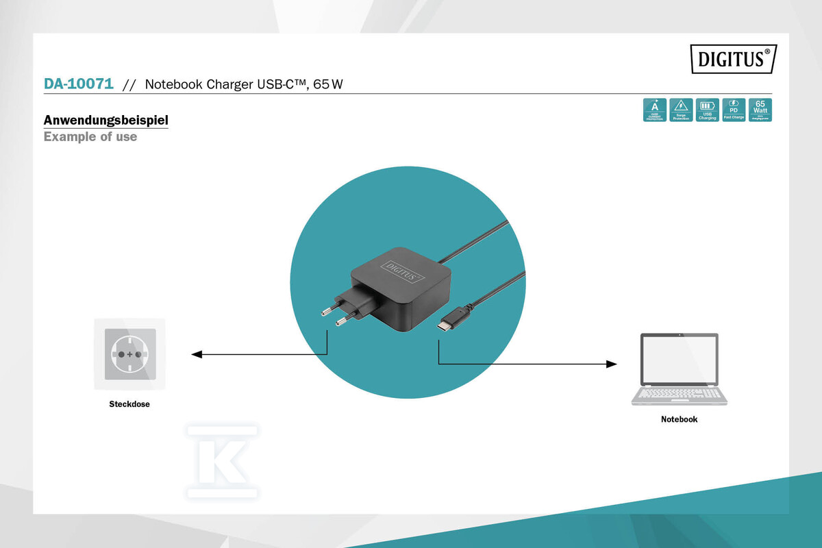 Ładowarka sieciowa zasilacz 1x USB-C PD - DA-10071
