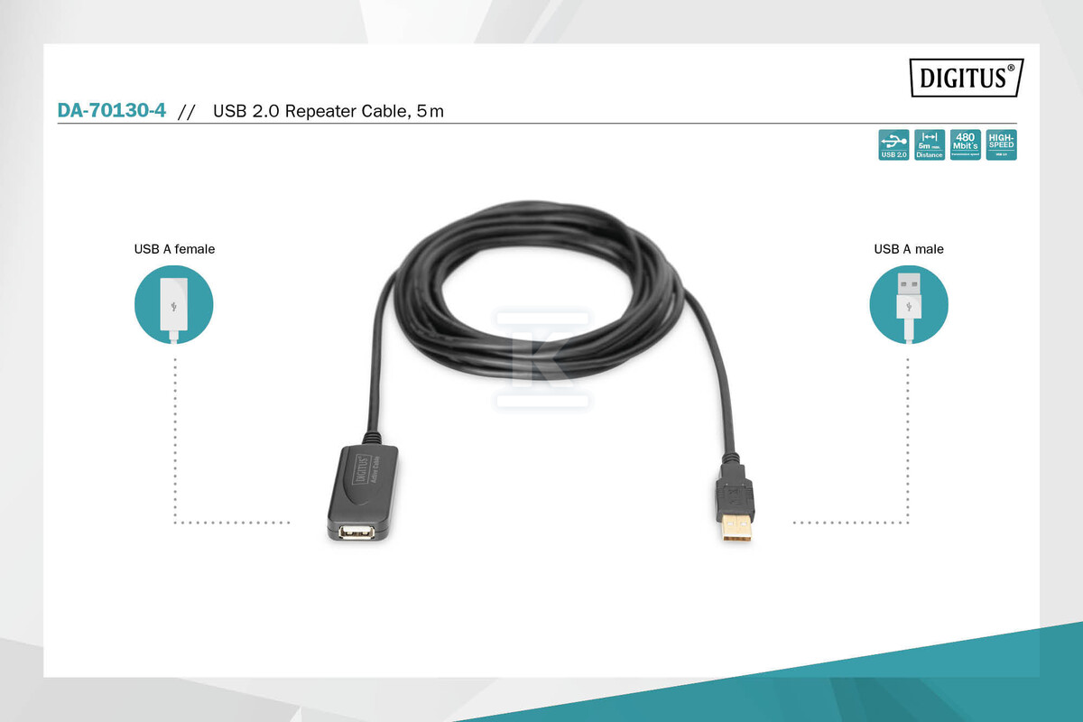 Przedłużacz USB 2.0 HighSpeedUSB A/USB - DA-70130-4