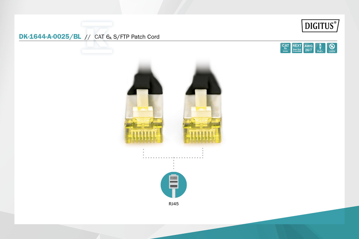 Крос-кабель (патч-корд) RJ45-RJ45, - DK-1644-A-0025/BL