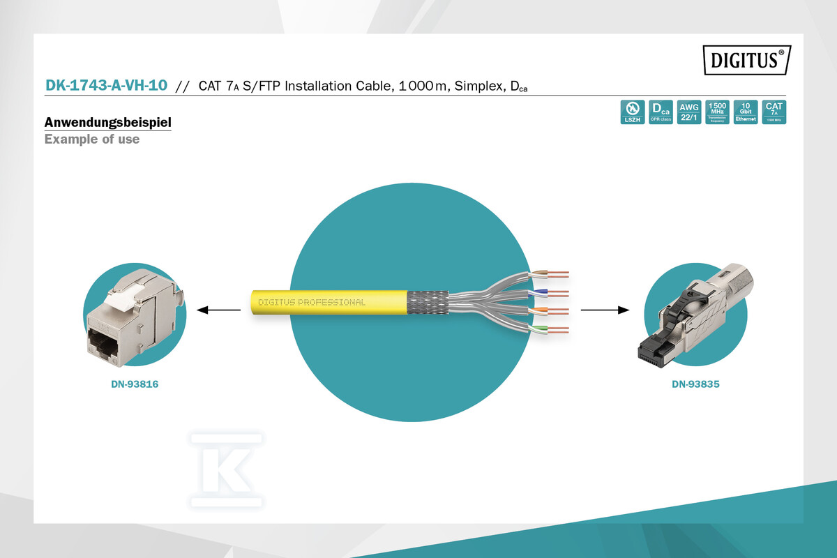 Kabel instalacyjny DIGITUS kat.7A, - DK-1743-A-VH-10