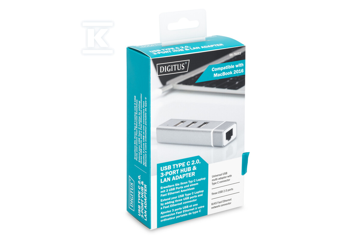 HUB 3-portowy USB 2.0 HighSpeed z Typ C - DA-70253