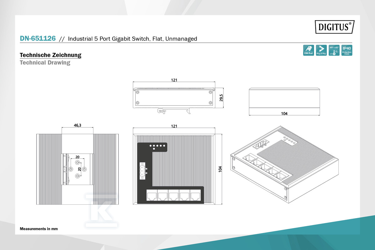Industrial Gigabit Ethernet Flat - DN-651126