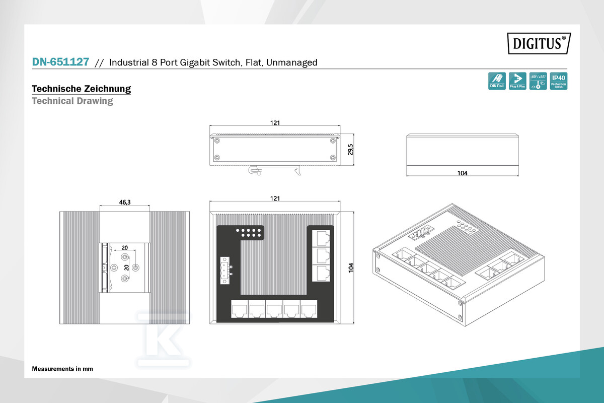 Industrial Gigabit Ethernet Flat - DN-651127