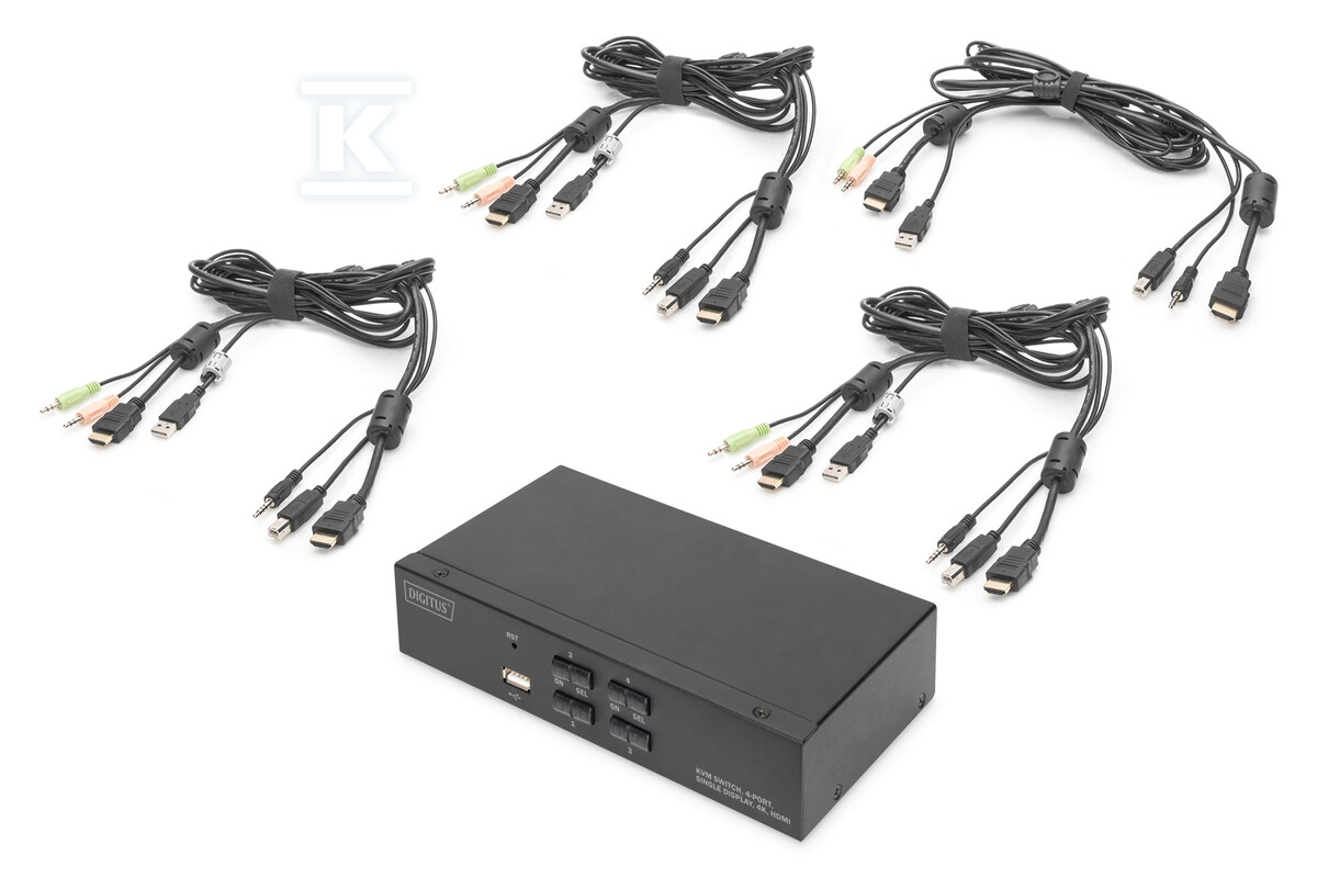Przełącznik KVM, 4 portowy, 4K 30Hz, - DS-12880