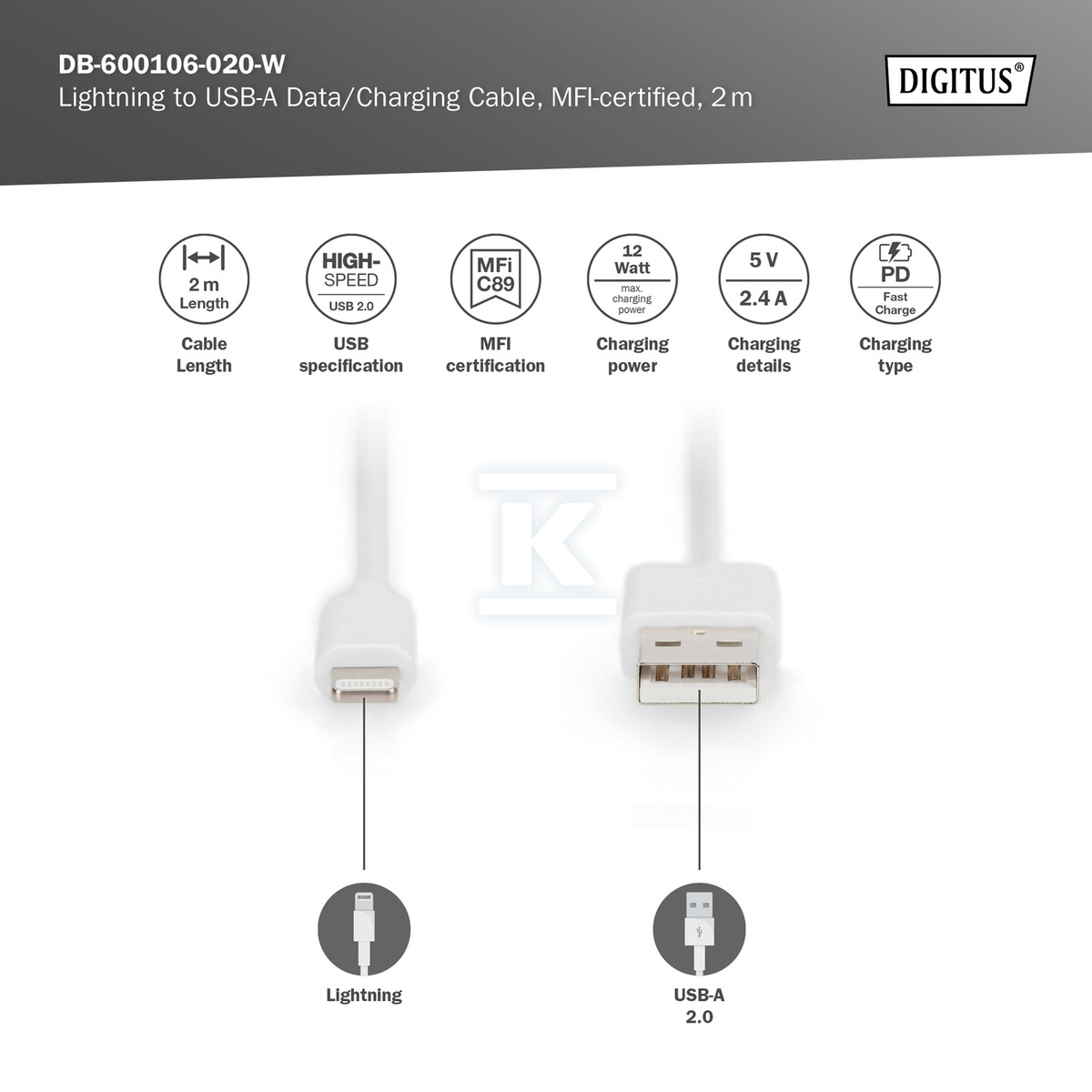 Kabel do transmisji danych/ładowania - DB-600106-020-W