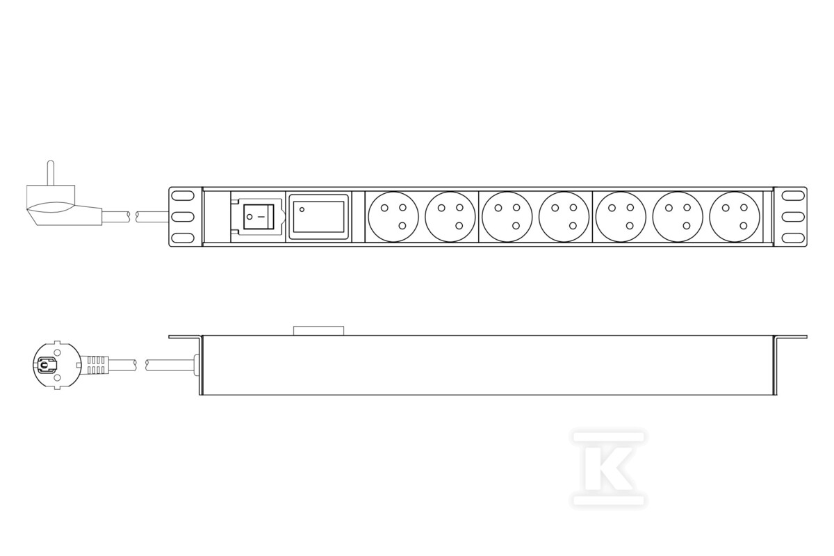 1U Aluminum PDU, rackmountable, 7x CEE - DN-95407-FR