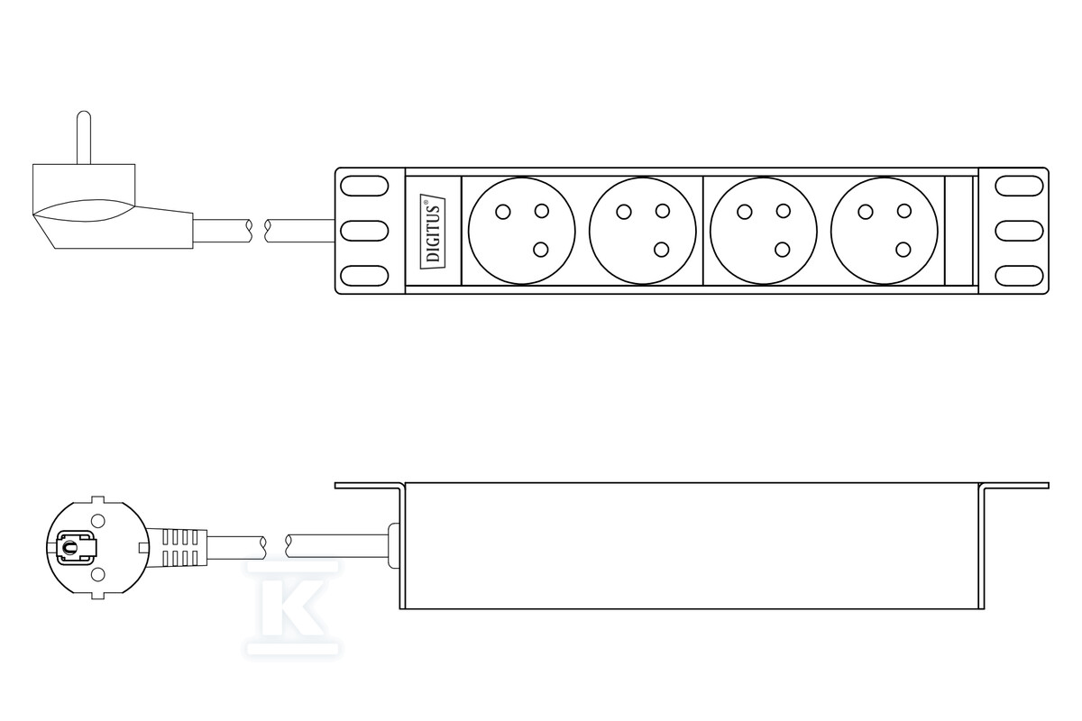 1U Aluminum PDU, 254 mm (10") rack - DN-95418-FR