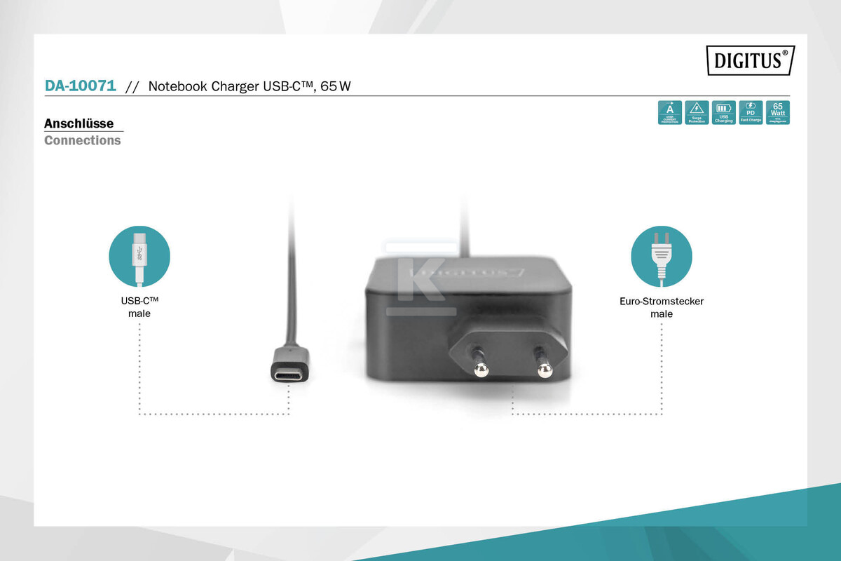 Ładowarka sieciowa zasilacz 1x USB-C PD - DA-10071