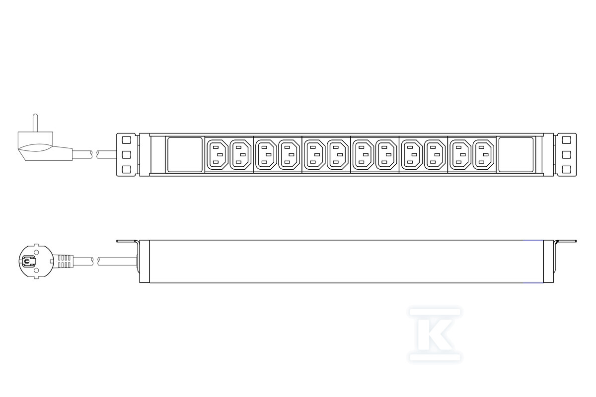 Listwa zasilająca PDU 19" Rack, 12x - DN-95426