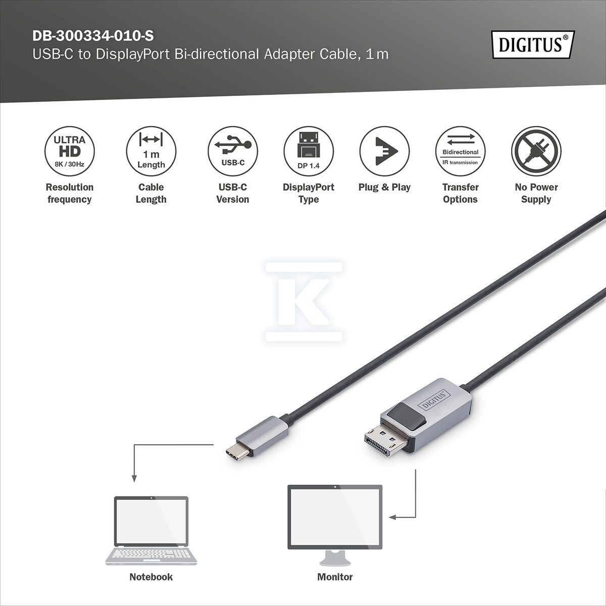 Kabel adapter PREMIUM 8K 30Hz USB Typ - DB-300334-010-S