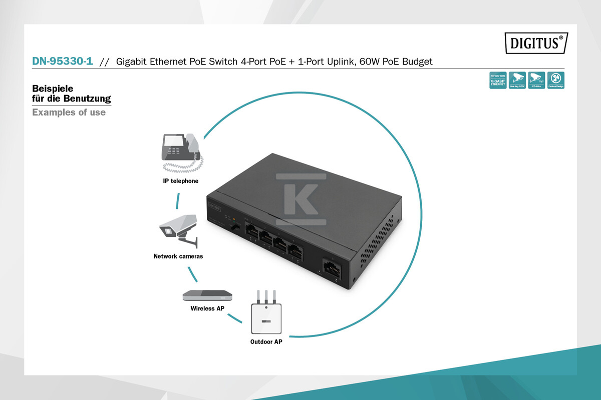 Switch niezarządzalny 4x Gigabit - DN-95330-1
