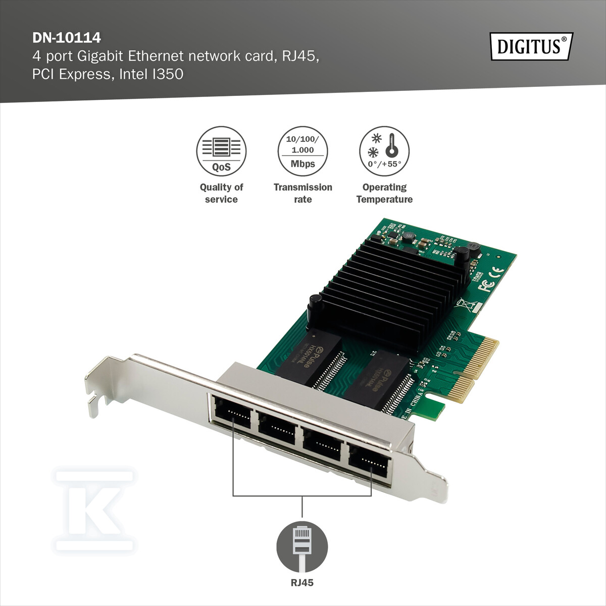 Karta sieciowa przewodowa Quad-RJ45 - DN-10114