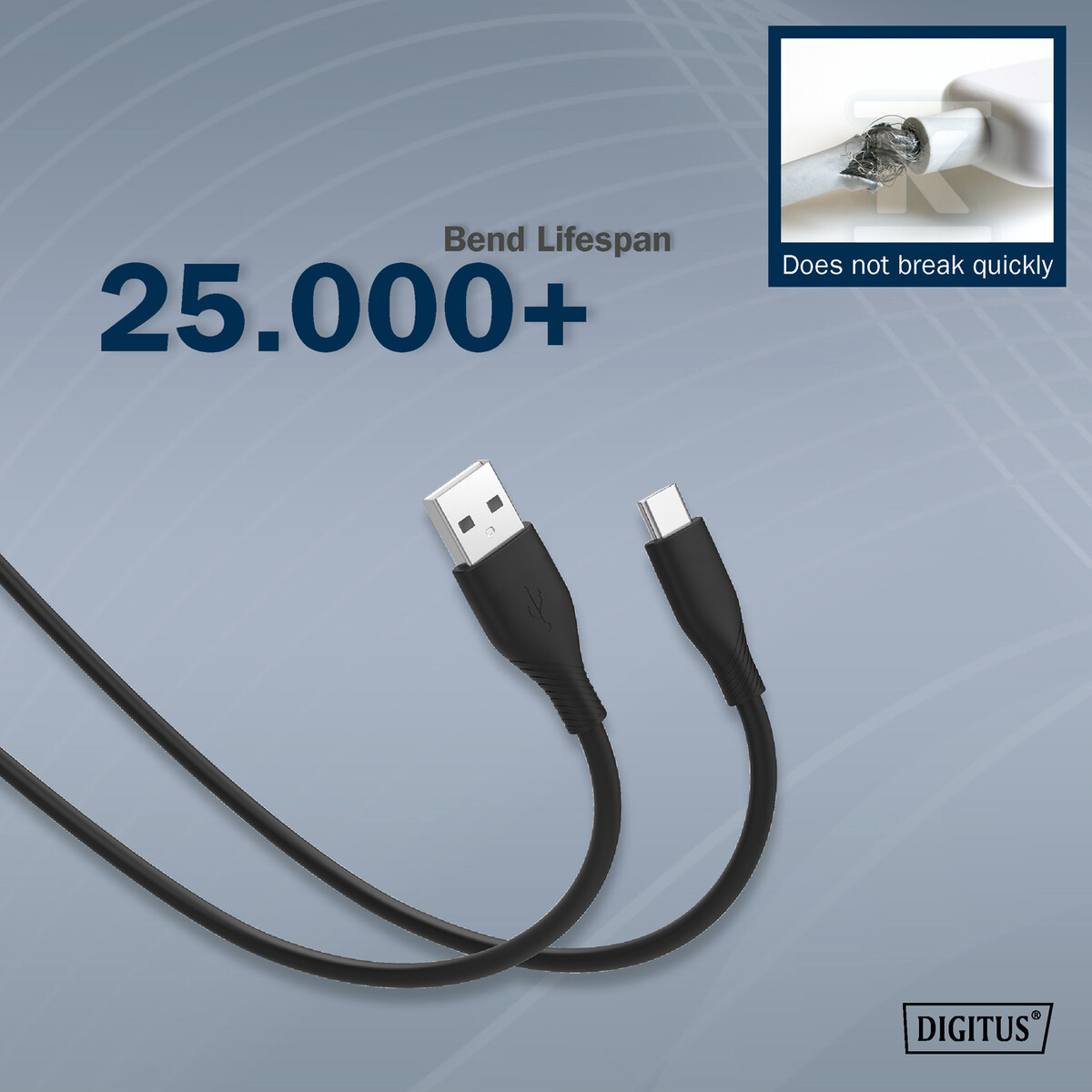 Kabel zasilający silikonowy USB-A - - AK-300340-010-S