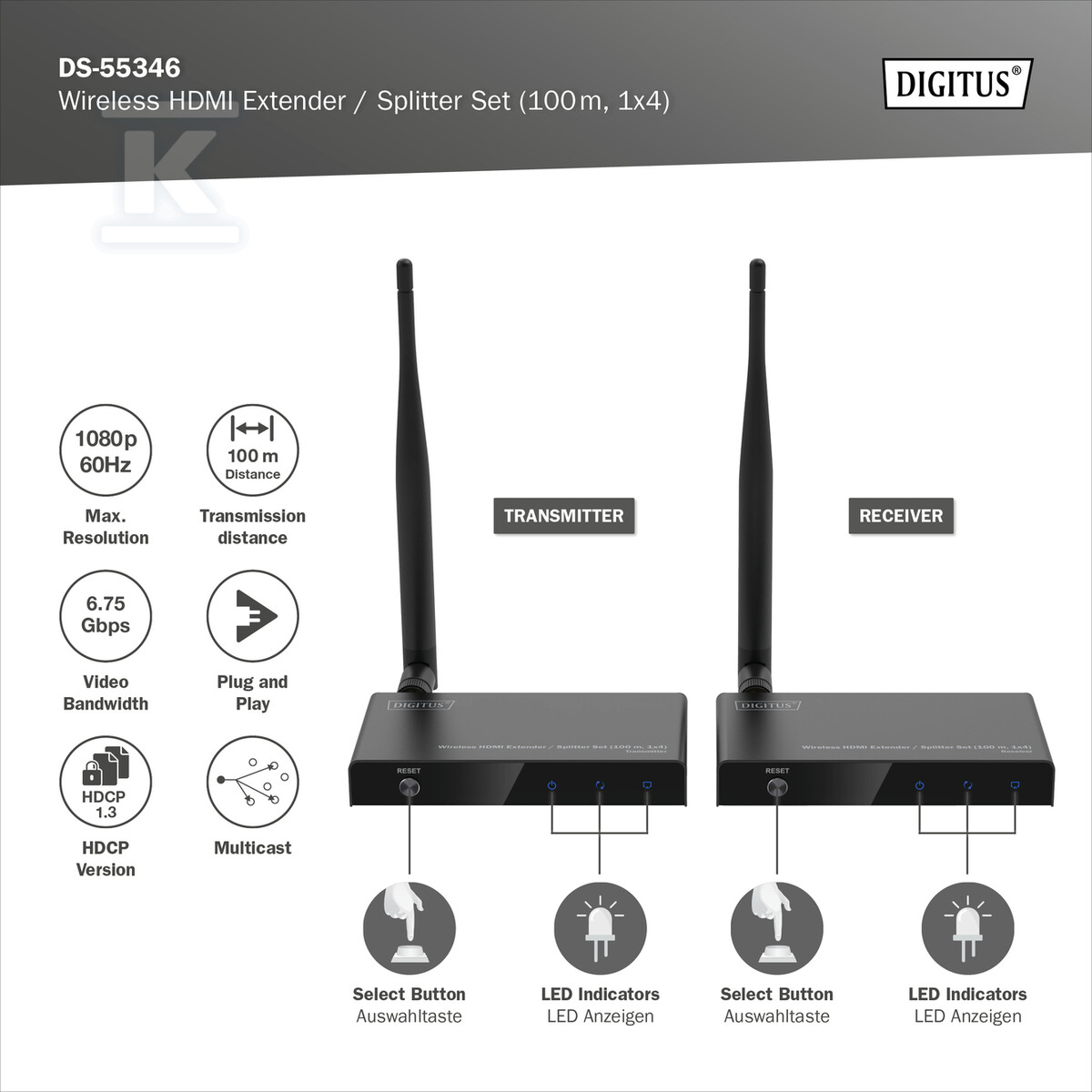 Przedłużacz/Extender splitter DIGITUS - DS-55346