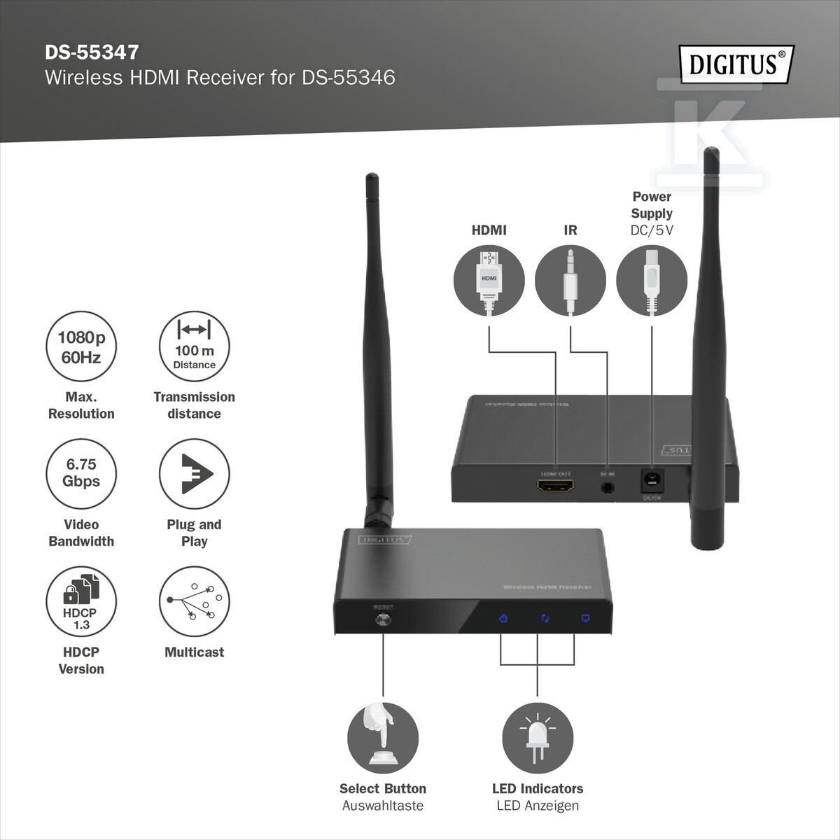 Przedłużacz/Extender splitter DIGITUS - DS-55347