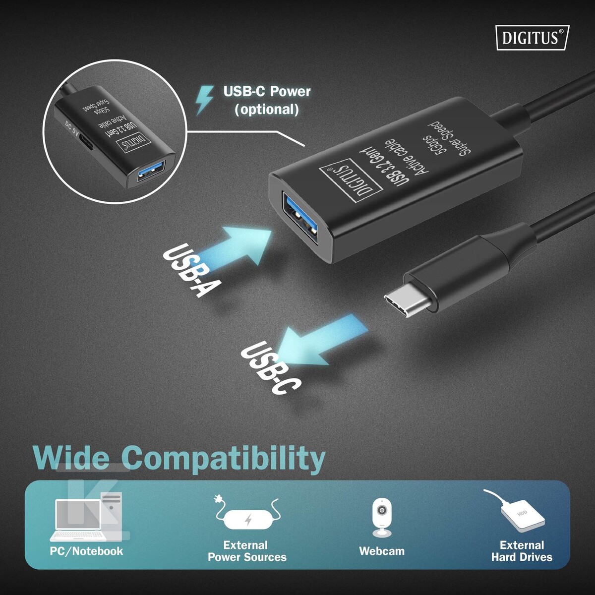 Kabel przedłużający aktywny, USB 3.0 - DA-73110