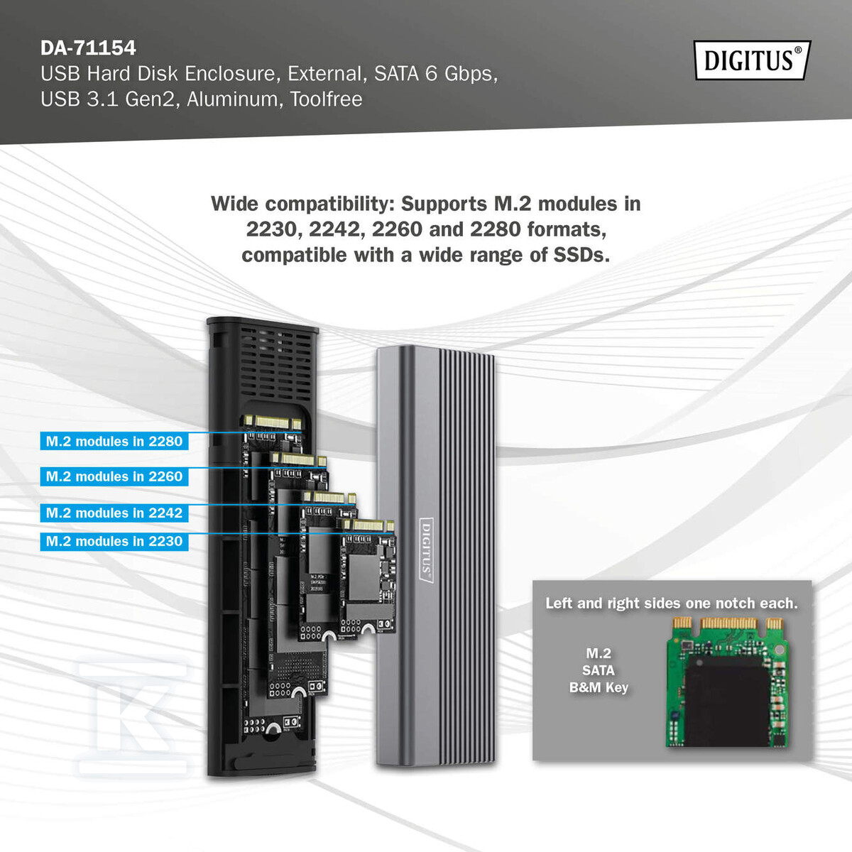 Obudowa USB 3.1 Typ C na dysk SSD M.2 - DA-71154