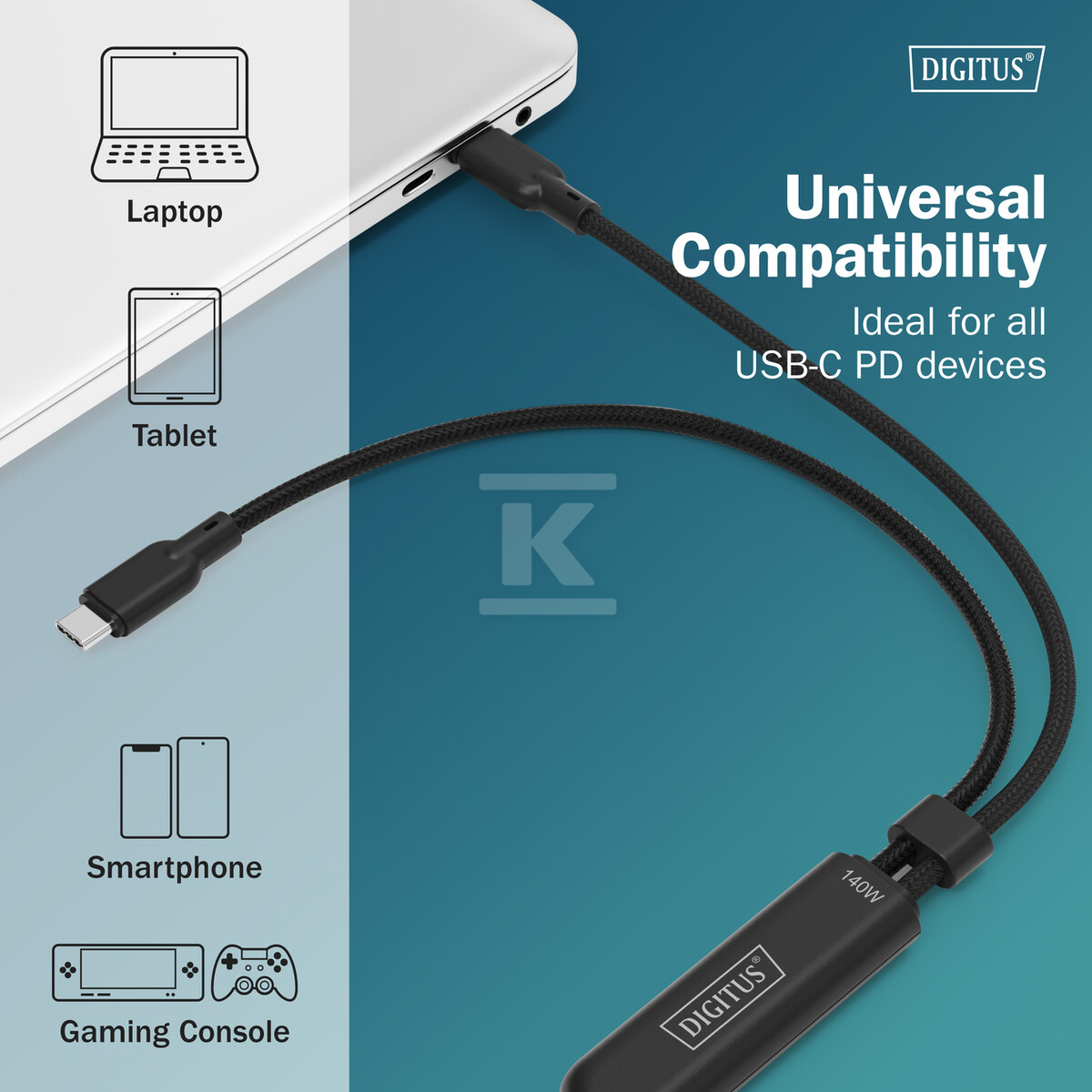Kabel zasilający 2 w 1 USB-C - 2x - AK-300170-018-S