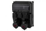 Razdelna kutija CAJA 12M SCENIC - utičnice standardne 16A 5p, 32A 5p, 3x230V, 12 modula, crna boja