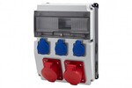 Elosztó szekrény CAJA 12M BICOLOR - 16A 5P, 32A 5P aljzatok, 3x230V, 12 modul, fekete-fehér színű