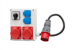 Розподільна коробка R-240 - гнізда 2x32A 5p, 2x230V, L/P (32A), вилка 32A 5p, OPD 5x4mm2 -1,5m