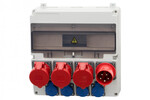 Розподільна коробка LAGO 17M - розетки прямі 2x16A 5p, 32A 5p, 4x230V, штекер приймача 32A 5p