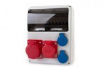 LAGO 11M elosztórendszer - 16A 5p, 32A 5p csatlakozók, 2x230V + védelem (RCD 4P 40A AC típus, 3P C32A, 3P C16A, 1P B16A) IP44, ONNLINE