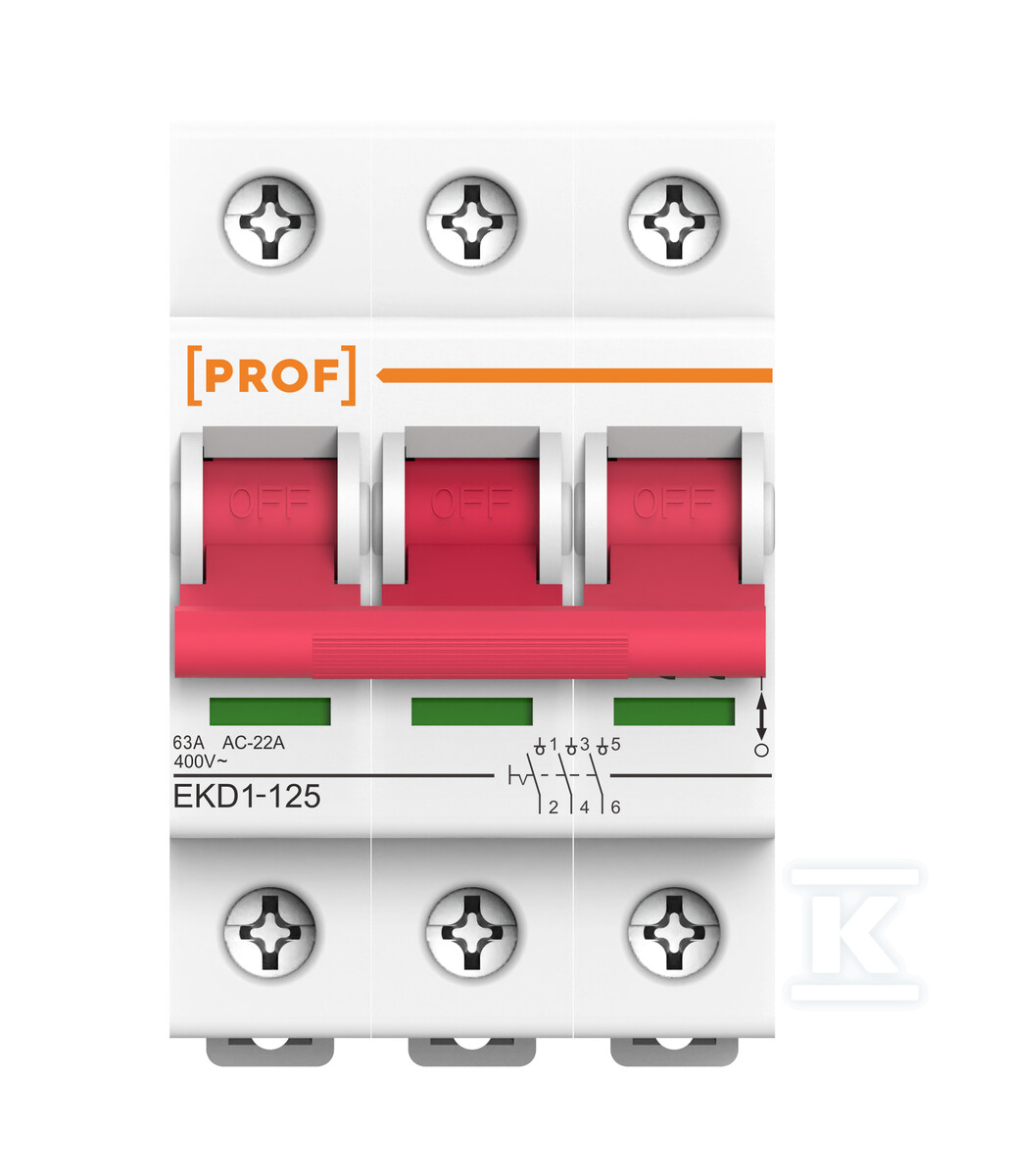 Disjoncteur sectionneur 63A 3P AC - EKD1-125-3P-63A-AC
