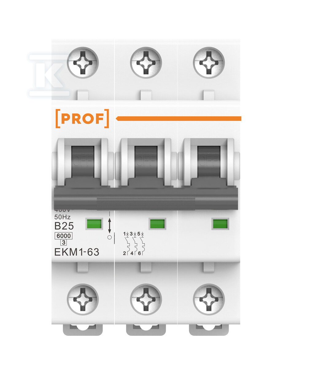 Istič B 25A 3P 6kA - EKM1-63-3P-B-25A-6KA