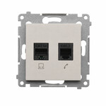 Gniazdo komputerowe RJ45 kategoria 5e + telefoniczne RJ12, kaszmirowy Simon54, D5T.01/42