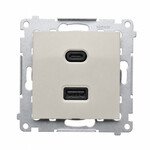 Ładowarka USB C+A, 30 W, 230 V, kaszmirowy Simon54, DEC2CAQ.01/42