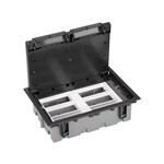Puszka podłogowa KFR, prostokątna 6-modułowa, 12-krotna K45, głębokość regulowana: 70mm - 105mm, IK08, grafit CONNECT, odpowiednik: SF670/14