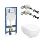 Stelaż podtynkowy Geberit Duofix do WC, Sigma 12cm, H112 Zestaw wiszącej miski WC Geberit Selnova Premium, lejowa, ukryte mocowania, TurboFlush, z deską sedesową: T=53cm, biały Wsporniki dystansowe Duofix