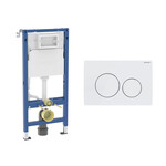 Stelaż podtynkowy Geberit Duofix Basic do WC, Delta 12cm, H112, ze wspornikami montażowymi Przycisk uruchamiający Geberit Delta20, przedni, biały-alpin, okrągły