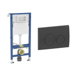Stelaż podtynkowy Geberit Duofix Basic do WC, Delta 12cm, H112, ze wspornikami montażowymi Przycisk uruchamiający do stalaża podtynkowego WC Delta20, okrągły, spłukiwanie dwudzielne, czarny matowy