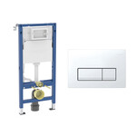 Stelaż podtynkowy Geberit Duofix Basic do WC, Delta 12cm, H112, ze wspornikami montażowymi Przycisk uruchamiający Geberit Delta50, przedni, biały-alpin, prostokątny