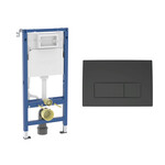 Stelaż podtynkowy Geberit Duofix Basic do WC, Delta 12cm, H112, ze wspornikami montażowymi Przycisk uruchamiający Geberit Delta50, przedni, czarny mat, prostokątny