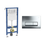 Stelaż podtynkowy Geberit Duofix Basic do WC, Delta 12cm, H112, ze wspornikami montażowymi Przycisk uruchamiający Geberit Delta50, przedni, chrom błyszczący, prostokątny