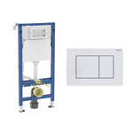 Stelaż podtynkowy Geberit Duofix Basic do WC, Delta 12cm, H112, ze wspornikami montażowymi Przycisk uruchamiający Geberit Delta20, przedni, biały-alpin, prostokątny