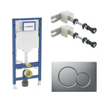 Stelaż podtynkowy Geberit Duofix do WC, Sigma 12cm, H112 Przycisk uruchamiający Geberit Sigma01, przedni, chrom matowy, easy-to-clean, okrągły Wsporniki dystansowe Duofix