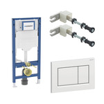 Stelaż podtynkowy Geberit Duofix do WC, Sigma 12cm, H112 Przycisk uruchamiający Geberit Sigma01, przedni, chrom mat, easy-to-clean, prostokątny Wsporniki dystansowe Duofix