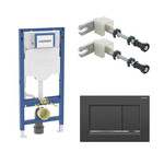 Stelaż podtynkowy Geberit Duofix do WC, Sigma 12cm, H112 Przycisk uruchamiający Geberit Sigma20, przedni, czarny mat, easy-to-clean, prostokątny Wsporniki dystansowe Duofix