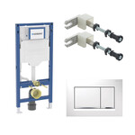 Stelaż podtynkowy Geberit Duofix do WC, Sigma 12cm, H112 Przycisk uruchamiający Geberit Sigma20, przedni, biały-chrom błyszczący-biały, prostokątny Wsporniki dystansowe Duofix