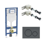 Stelaż podtynkowy Geberit Duofix do WC, Sigma 12cm, H112 Przycisk uruchamiający Geberit Sigma20, przedni, czarny mat-czarny-czarny mat, easy-to-clean, okrągły Wsporniki dystansowe Duofix