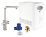 Bateria zlewozmywakowa GROHE Blue Professional Zestaw z wyciąganą wylewką w kształcie L, stal nierdzewna